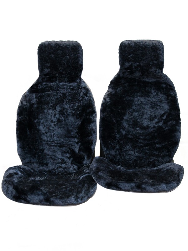 Short Wool Hooded Genuine Australian A Grade Sheepskin Seat Covers Char Grey
